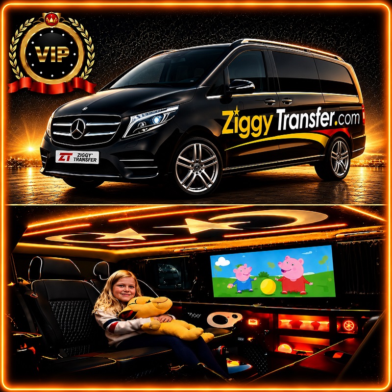 VIP private airport transfer vehicle and interior